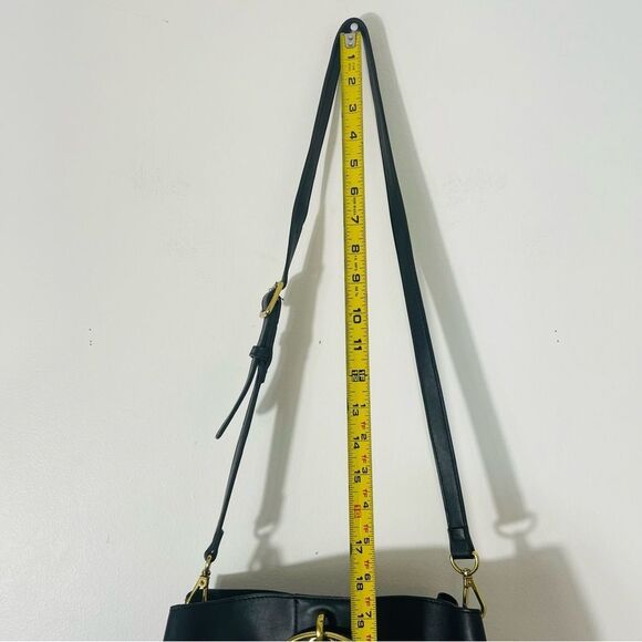 Nine West Soft Leather Black Handbag w Large Brass Gold Handles & Optional Strap - Picture 15 of 15